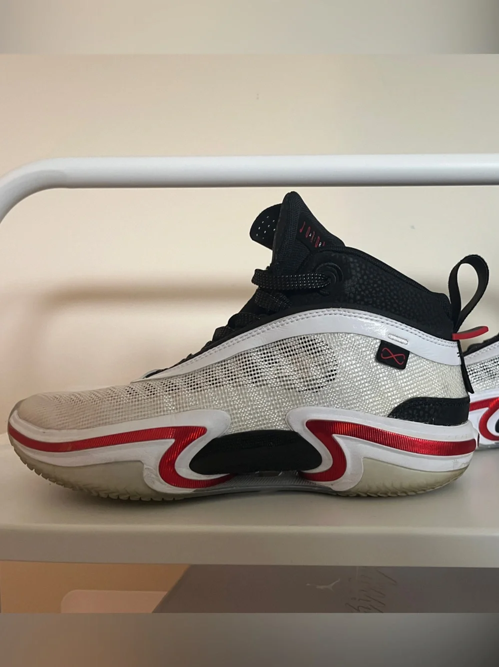 Air Jordan 36 Men's Basketball Sneakers in Black, White & Red
